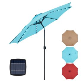 10ft Solar Patio Umbrella with 32 LED Lights, Tilt & Crank, UV Resistant, Blue