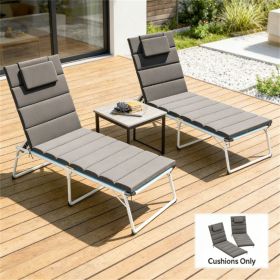 A set of two chair cushions, foldable recliner cushion, outdoor recliner cushion, gray(cushion only)
