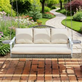 Outdoor terrace swing, porch swing frame, natural (with cushion)