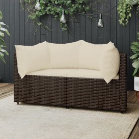 Patio Corner Sofa Brown and Cream White