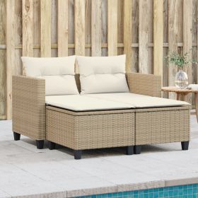 Garden Sofa Beige PE Rattan Standard Removable Covers