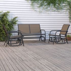 Garden Lounge Set Set of 3 Brown Textilene and Steel Medium