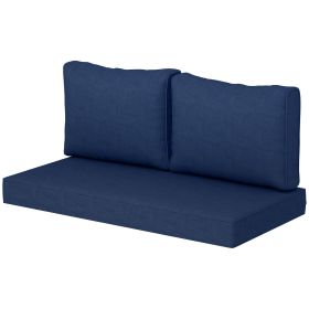2 Seater Patio Furniture Cushions, Thick Outdoor Loveseat Cushions Furniture Cushions with Removable Cover (Color: Navy)