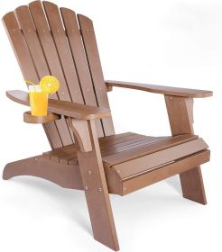 All-Weather Proof Polystyrene Adirondack Chair, Oversized Adirondack Chair (Color: Brown)