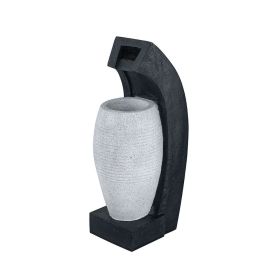10x8.1x23.4" Black and White Water Fountain with Vase Design, with Light and Pump, for Indoor and Outdoor (Color: as Pic)
